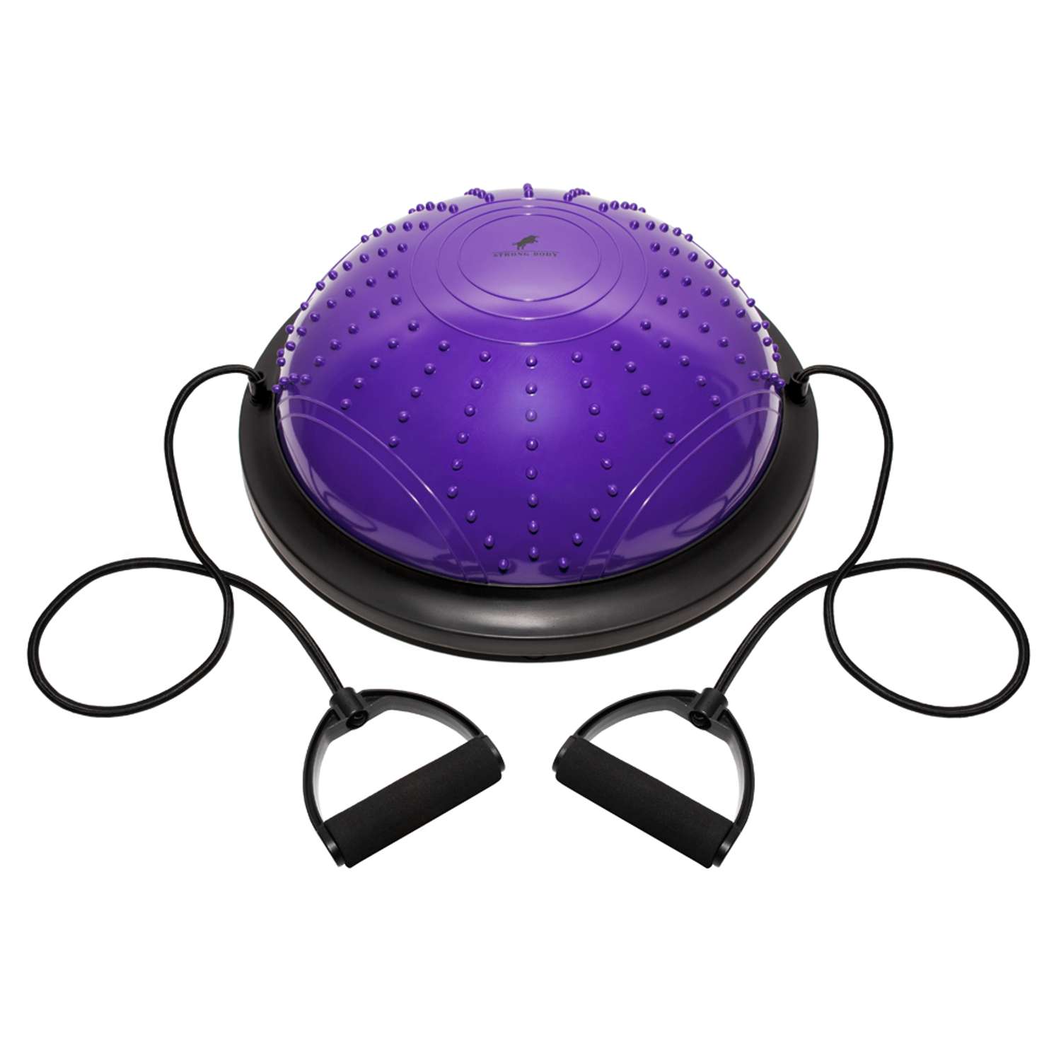 Балансировочная полусфера BOSU STRONG BODY в комплекте со съемными эспандерами фиолетовая - фото 3