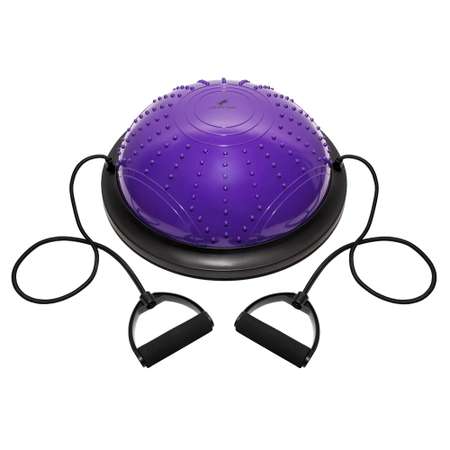 Балансировочная полусфера BOSU STRONG BODY в комплекте со съемными эспандерами фиолетовая