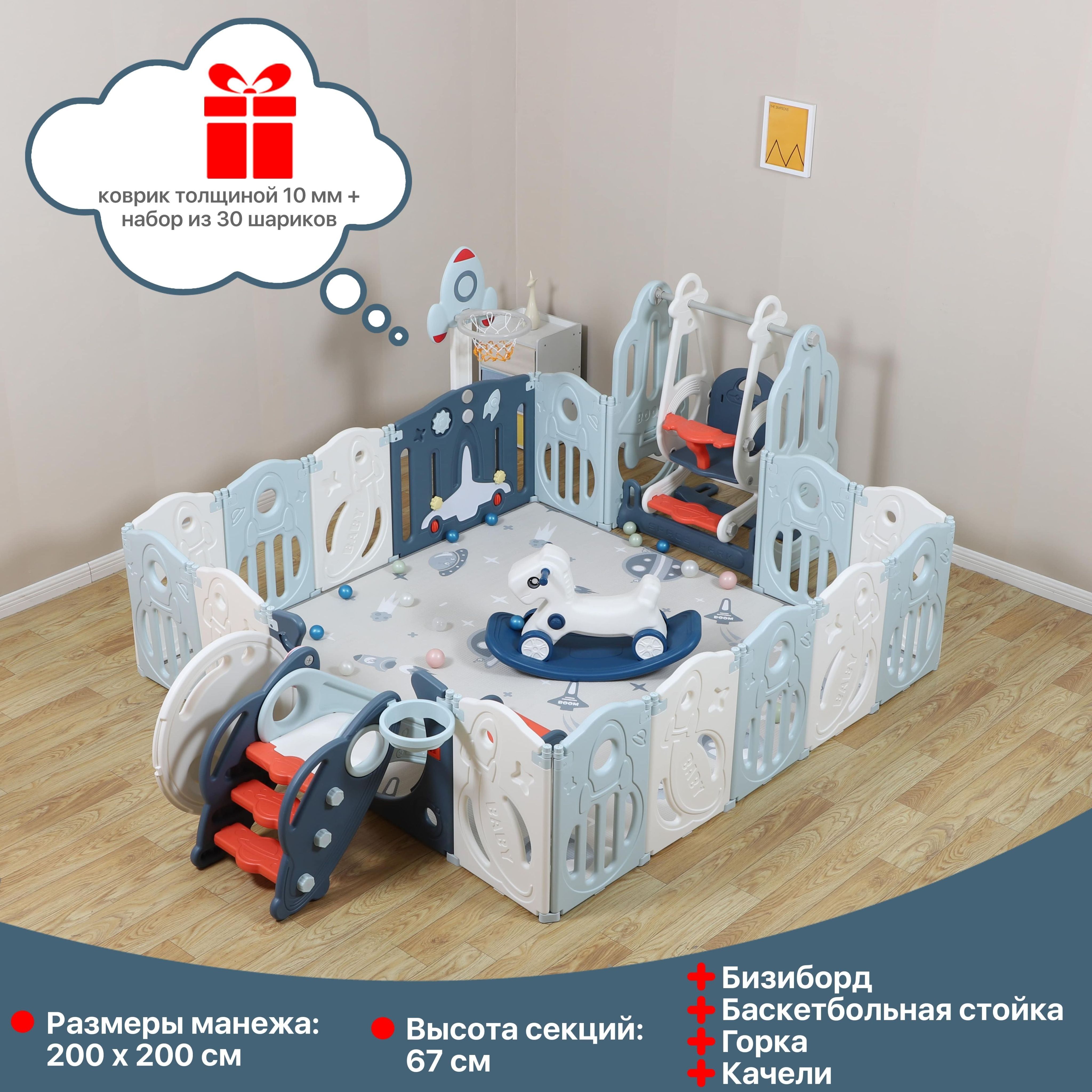 Большой детский игровой манеж UNIX Kids SUPREME Space 200x200 Blue PPSUSP16BLUSW - фото 2