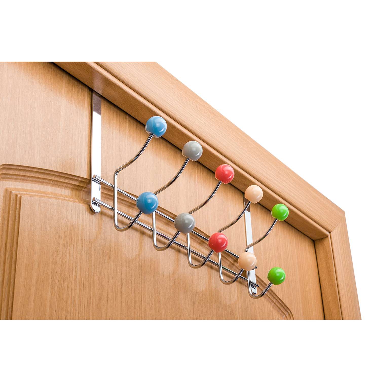 Вешалка El Casa на дверь Хром с 10 крючками с цветными шариками - фото 4