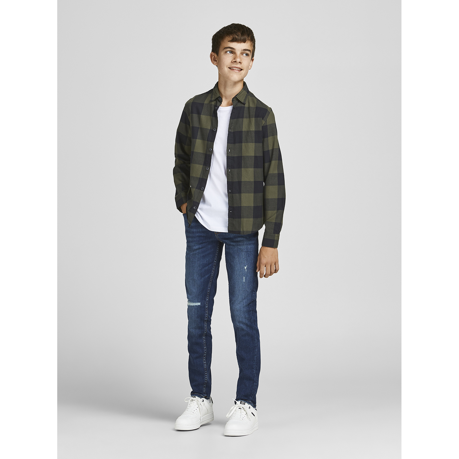 Рубашка JACK AND JONES JUNIOR 12183050/Dusty Olive - фото 4