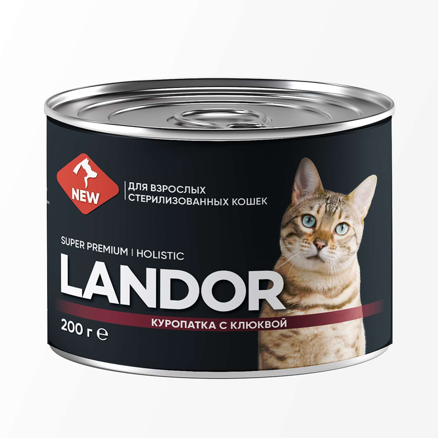 Корм для кошек Landor 0.2кг стерилизованных куропатка с клюквой ж/б - фото 1
