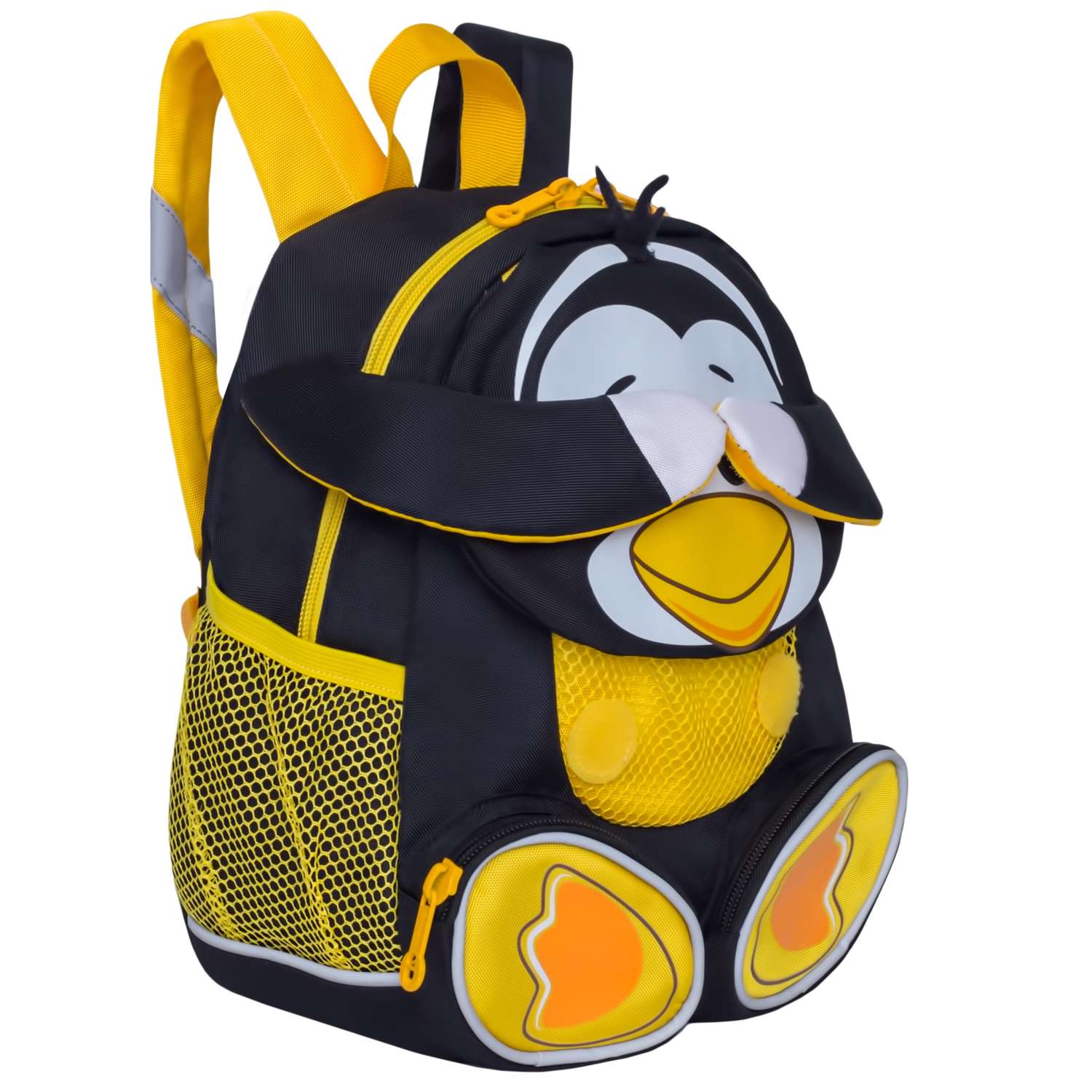 Рюкзак детский Grizzly Пингвин Черный-Желтый - фото 4
