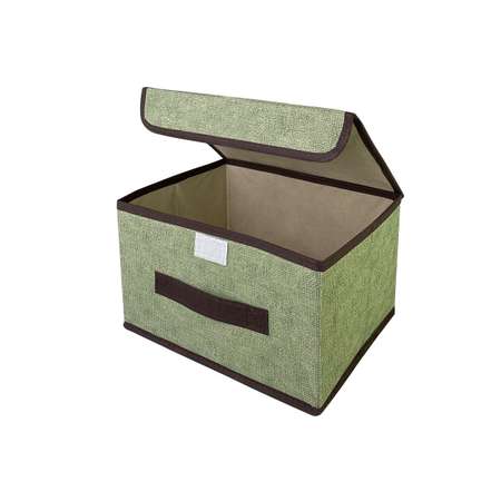 Короб с крышкой ГЕЛЕОС для хранения вещей Линен-16 19х26.5х16см зеленый