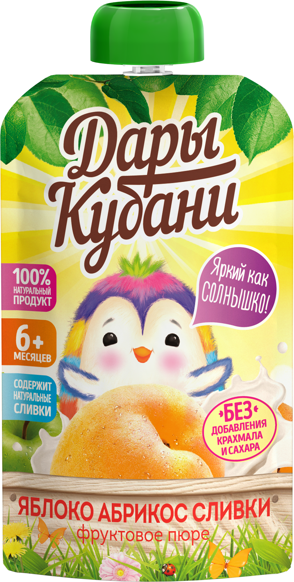 Пюре Дары Кубани Фруктовое из яблок и абрикосов со сливками 10 шт по 90 г с 6 месяцев без сахара - фото 3