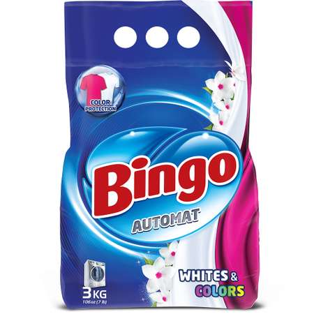 Стиральный порошок Bingo Автомат WHITES COLORS для белого и цветного белья 3 кг