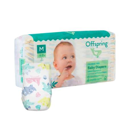 Подгузники Offspring M 6-10 кг. 42 шт. расцветка Динозавры