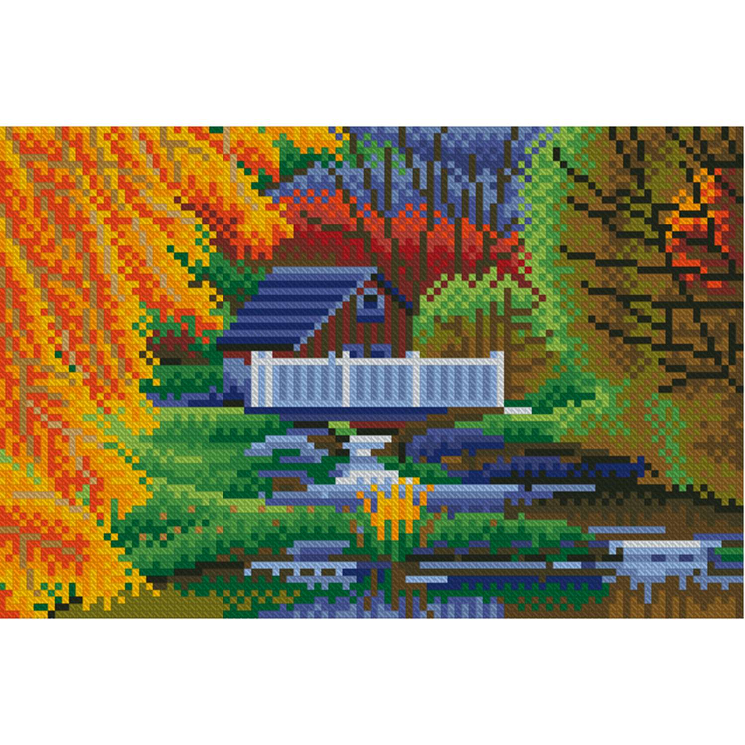 Алмазная мозаика Рыжий кот Осенний пейзаж 22х32 - фото 1