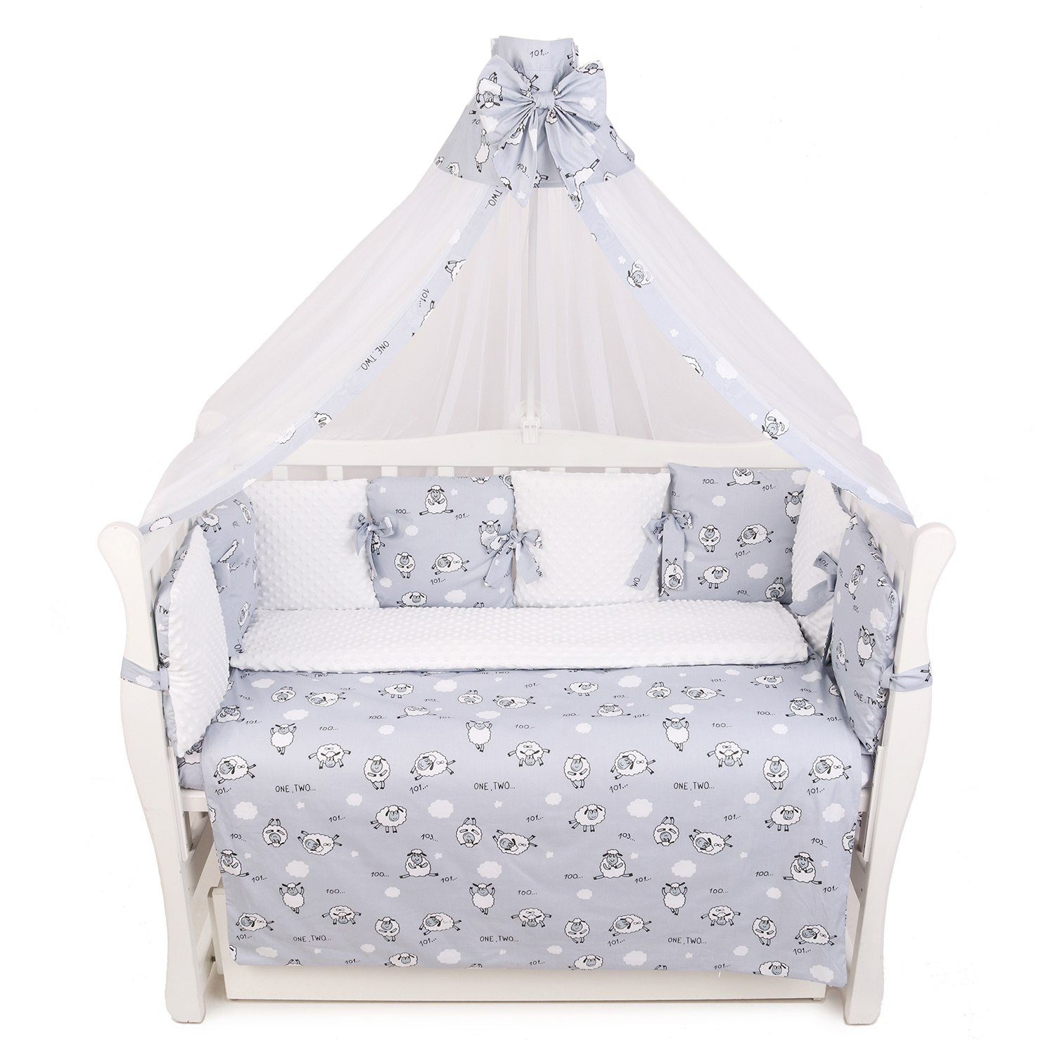 Комплект постельного белья Amarobaby Exclusive Soft Collection 101 Барашек 7предметов Серый - фото 1