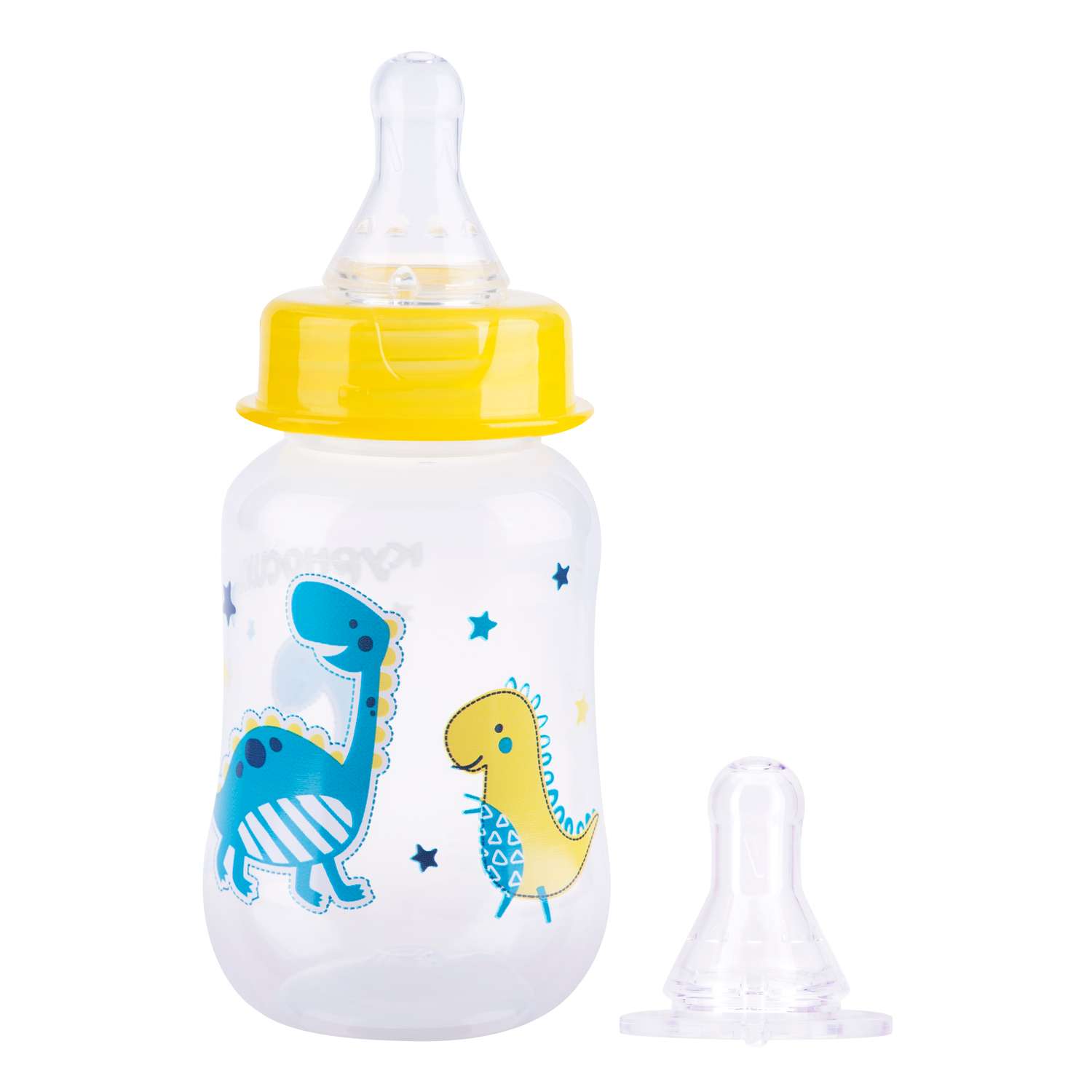 Бутылочка Курносики приталенная с 2-мя силиконовыми сосками молочными 250 мл Динозаврики - фото 5