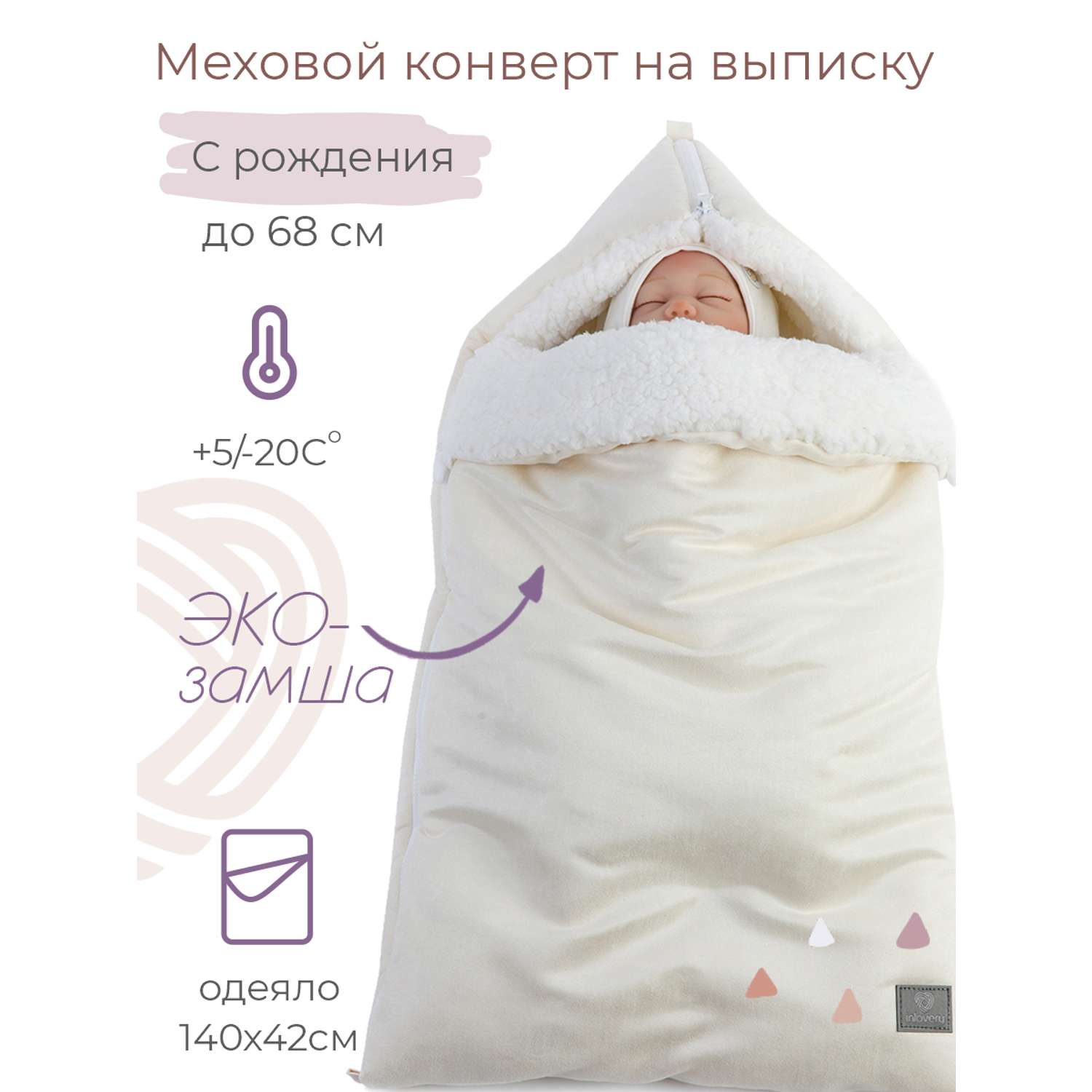 Конверт на выписку inlovery для новорожденного Нордик/молочный - фото 1