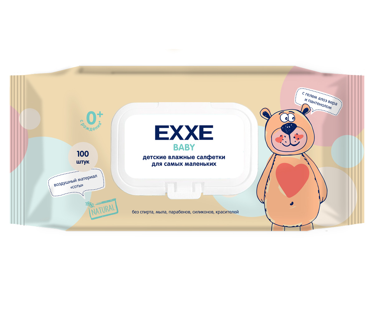 Влажные салфетки ARVITEX EXXE Baby серия 0+ Влажные салфетки для детей 100 штук - фото 3