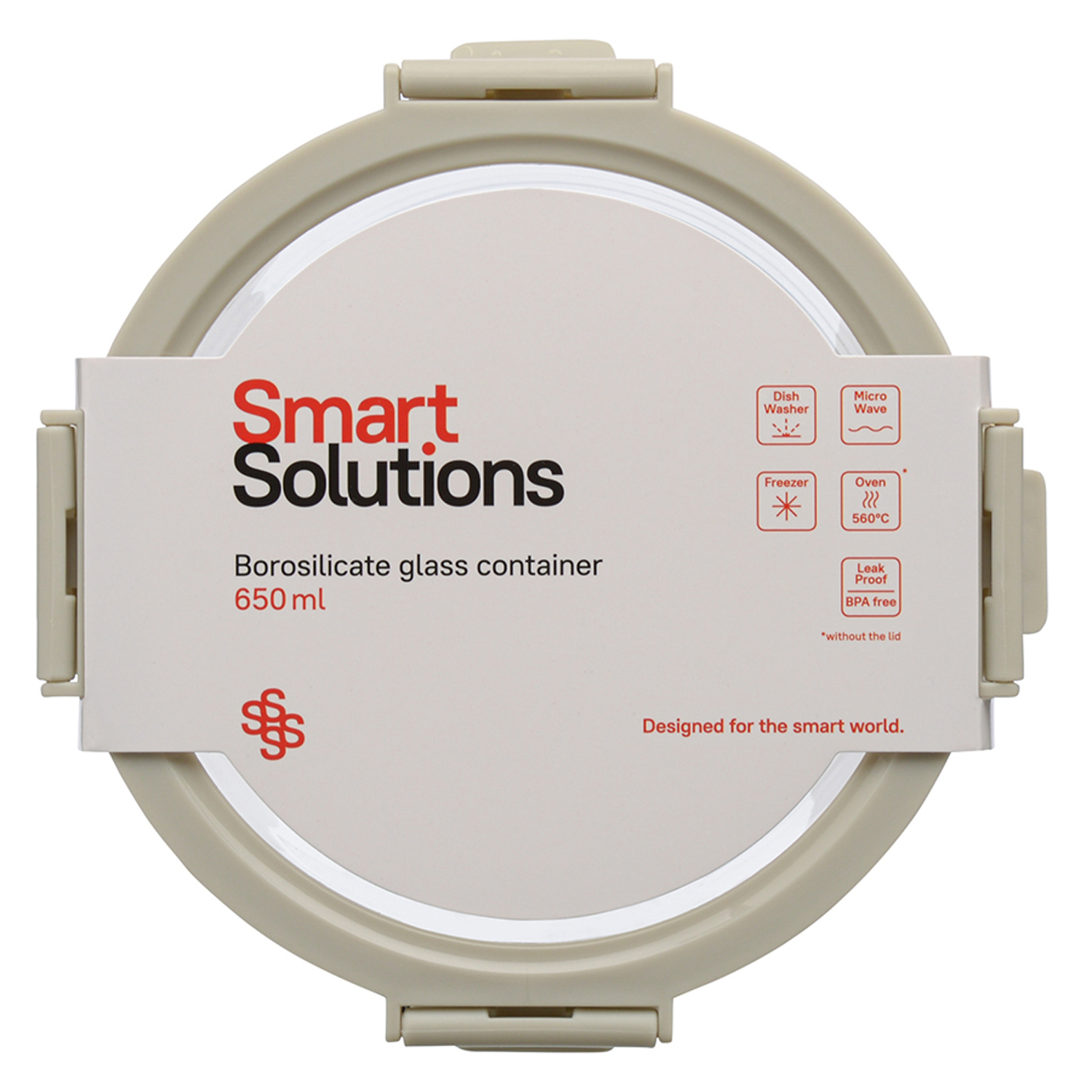 Контейнер для еды Smart Solutions стеклянный 650 мл светло-бежевый - фото 6