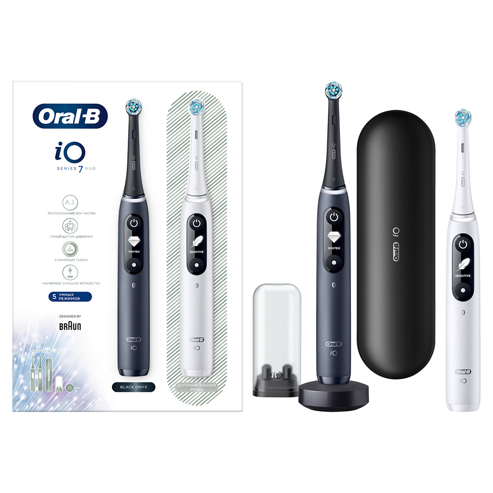 Электрическая зубная щетка ORAL-B iO 7 DUO Black Onyx White Alabaster - фото 3