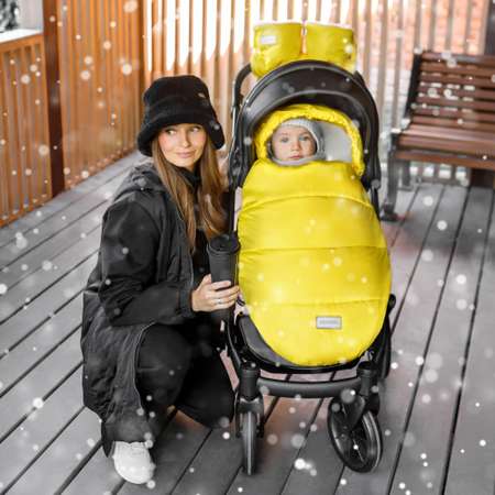 Конверт зимний AmaroBaby меховой Snowy Travel Желтый 105 см