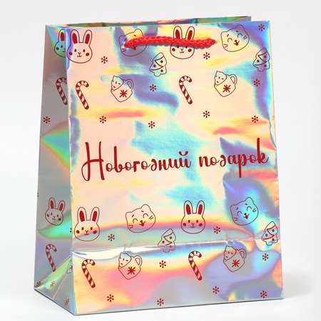 Пакет Дарите Счастье голографический «Подарок для тебя». 18×23×10 см