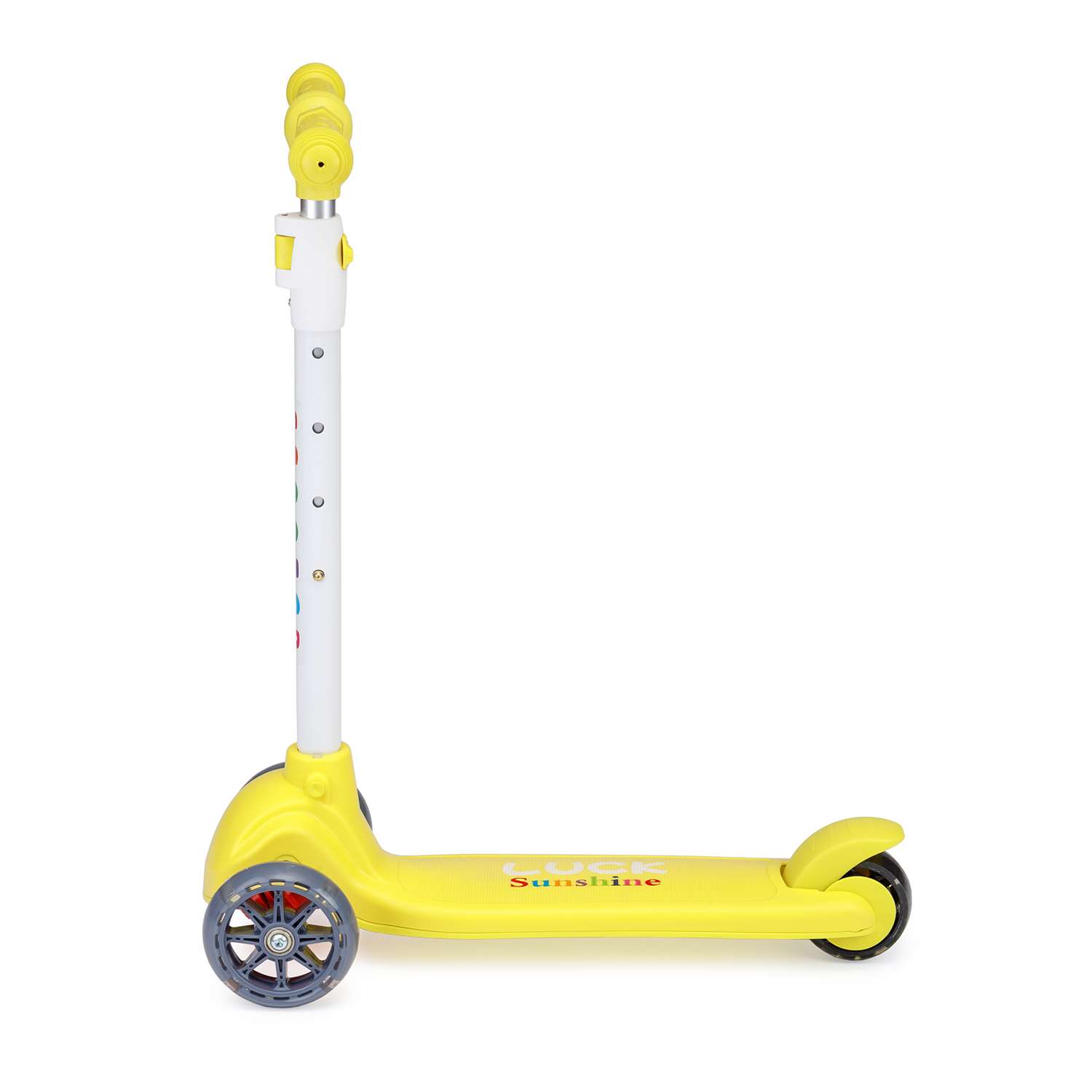 Самокат BABY STYLE детский светящиеся колеса с тормозом до 25 кг желтый - фото 2