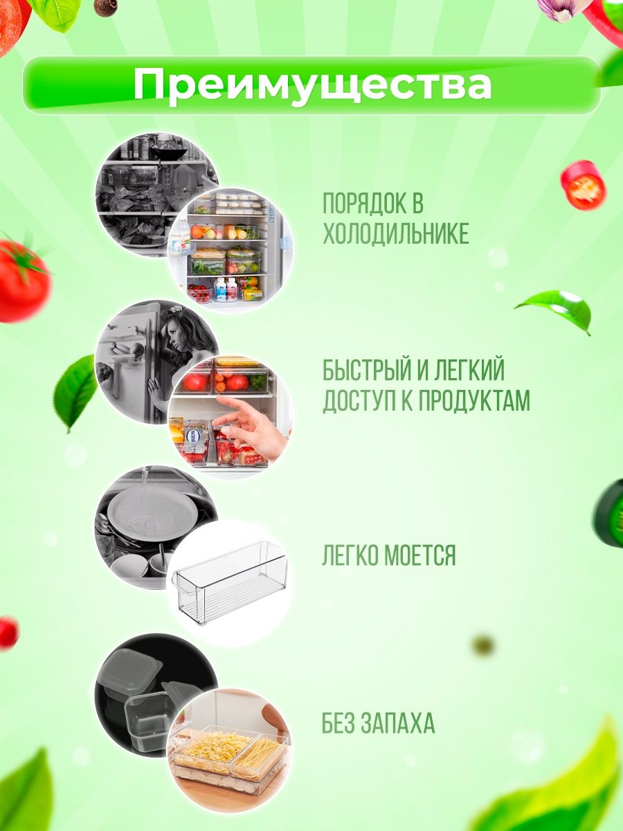 Контейнер Homsu для холодильника прозрачный - фото 3
