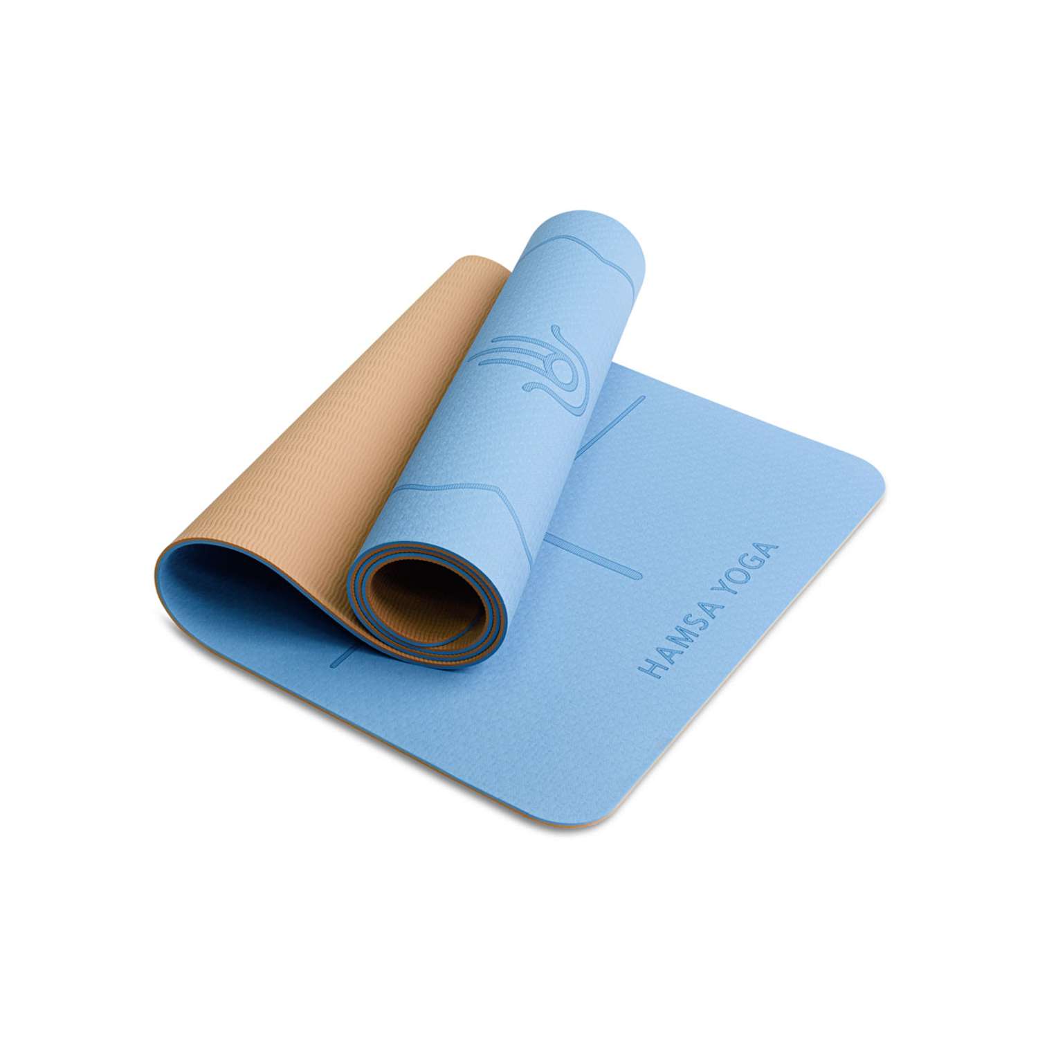Коврик для йоги и фитнеса Hamsa Yoga TPE 183х61х0.6 см голубой - фото 1