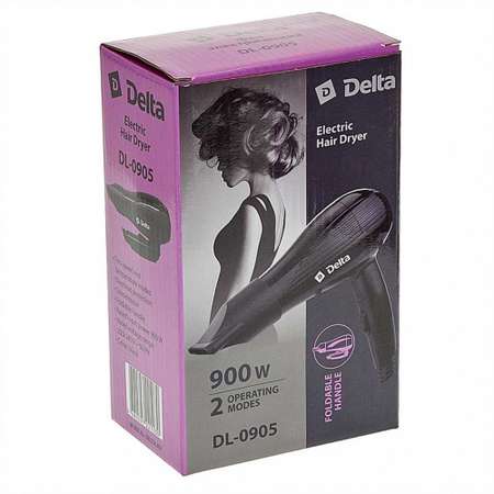 Фен для волос Delta DL-0905 Складная ручка 900 Вт 2 режима работы черный