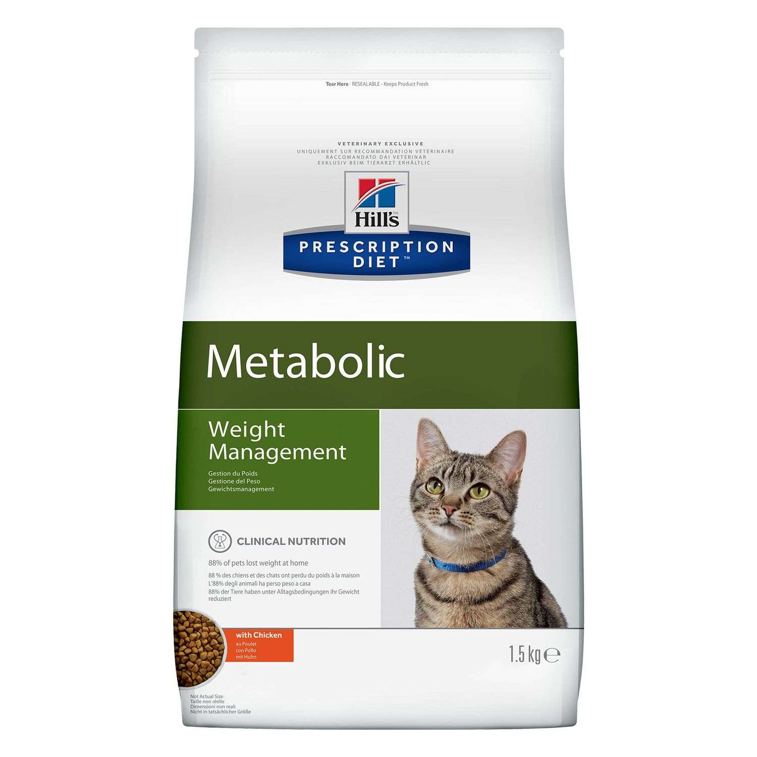 Корм для кошек HILLS 1,5кг Prescription Diet Metabolic Weight Management для оптимального веса с курицей сухой - фото 1