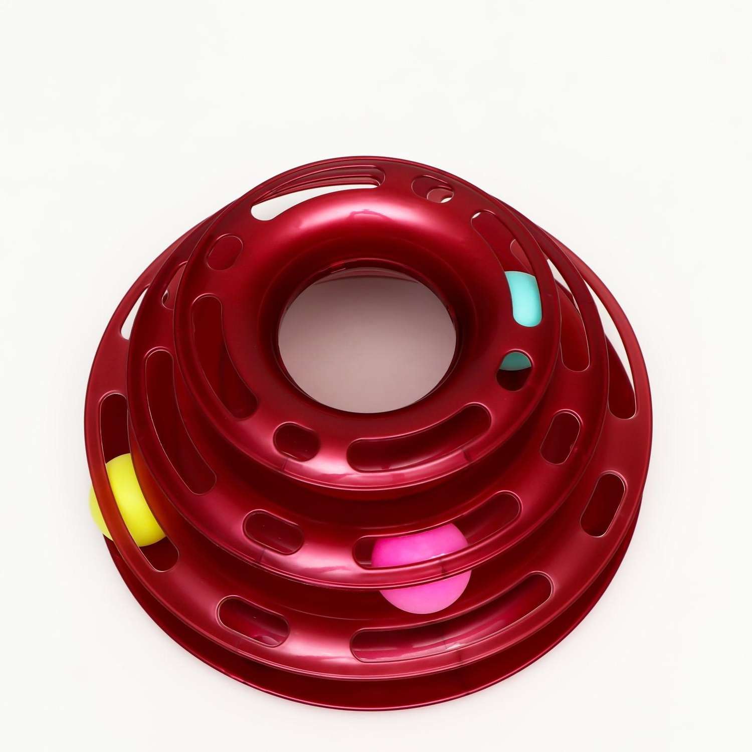 Игровой комплекс Пижон для кошек с 3 шарами бордовый перламутр - фото 1