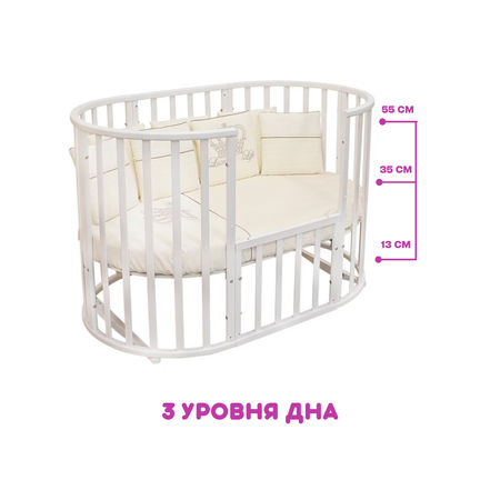 Детская кроватка Incanto MIRA колесо/качалка Белый, (белый)