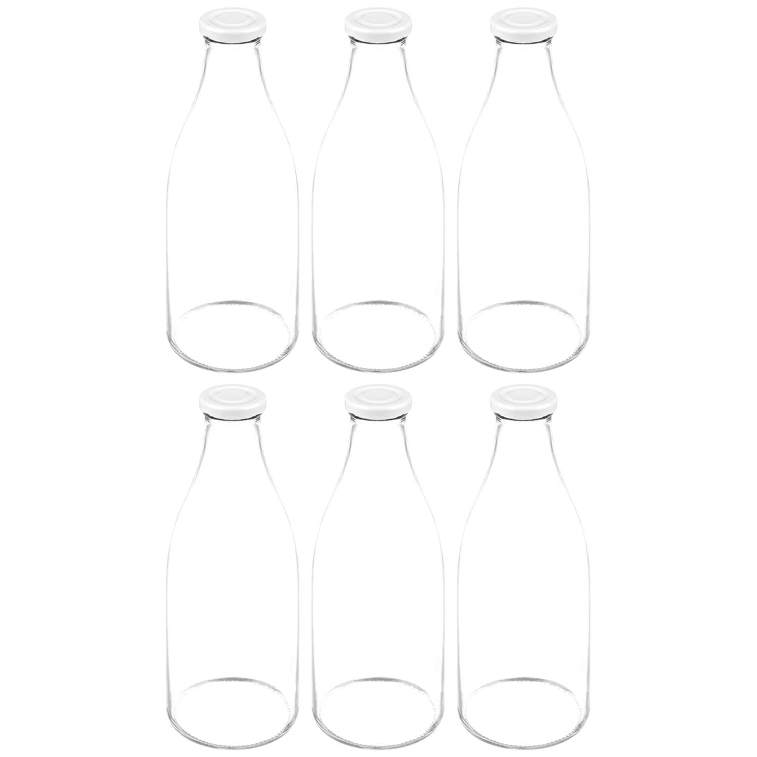Набор 6 бутылок Elan Gallery 1 л 9.5х9.5х25 см с крышками белыми ТО-43 мм - фото 1