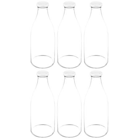 Набор 6 бутылок Elan Gallery 1 л 9.5х9.5х25 см с крышками белыми ТО-43 мм