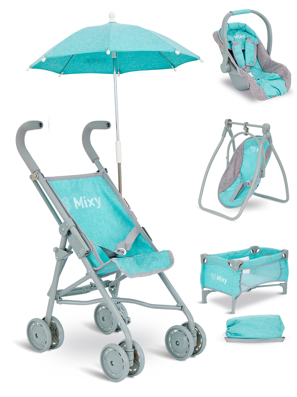 Коляска для кукол Buggy Boom набор 6 в 1 фисташковый купить по цене 7149 ₽  в интернет-магазине Детский мир