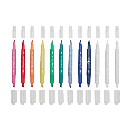 Набор цветных фломастеров Ooly Двусторонние цветные меняющие цвет со штампами 12 шт. 130-100