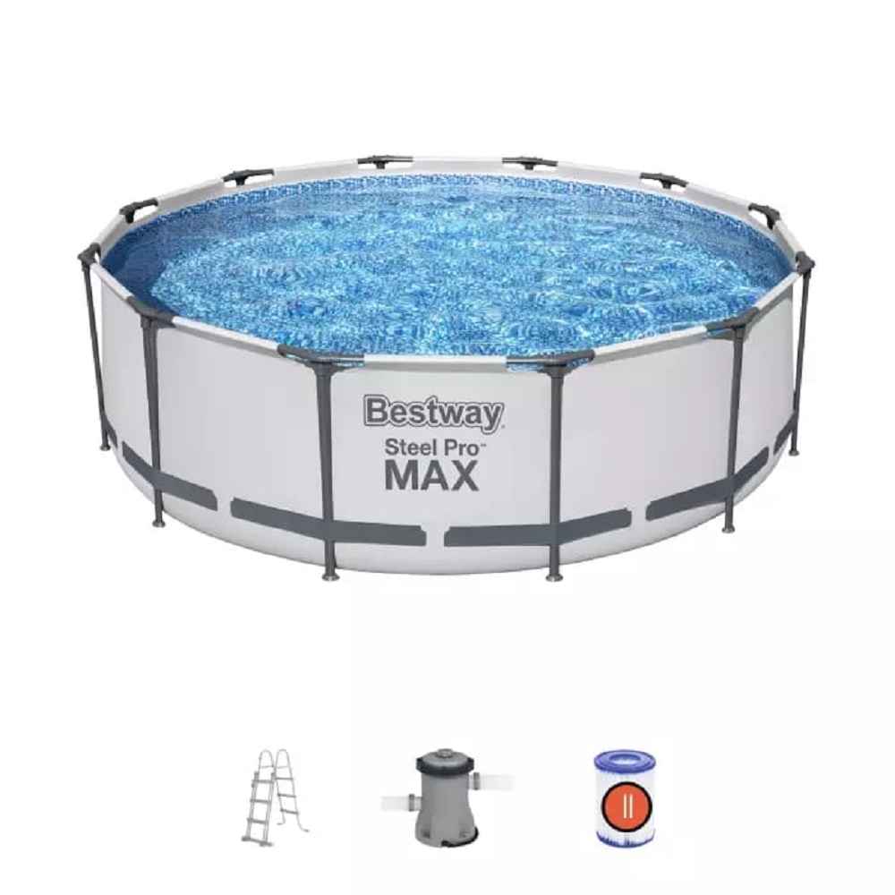 Бассейн каркасный Bestway 366х100 см Steel Pro Max фильтр-насос лестница 9150 л картридж - фото 1