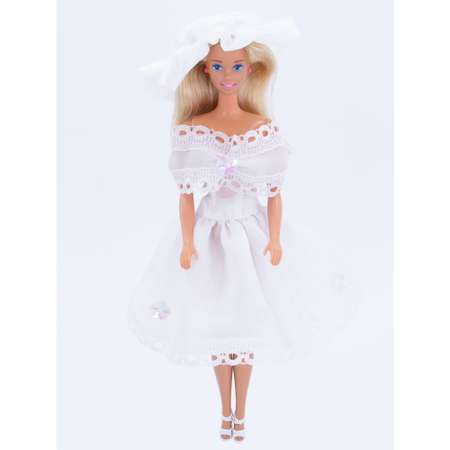 Легкое платье из шелка Модница для куклы 29 см 1401 белый