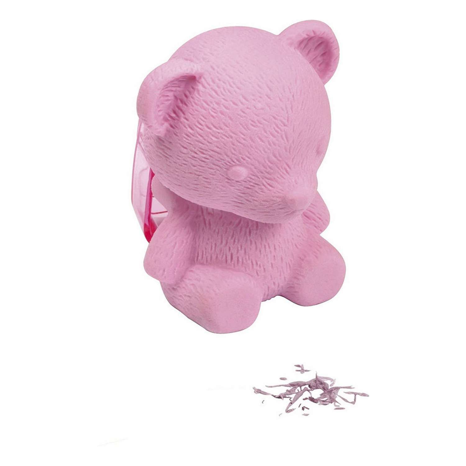 Точилка с ластиком WESTCOTT 3D дизайн с контейнером для стружки Медвежонок розовый - фото 2