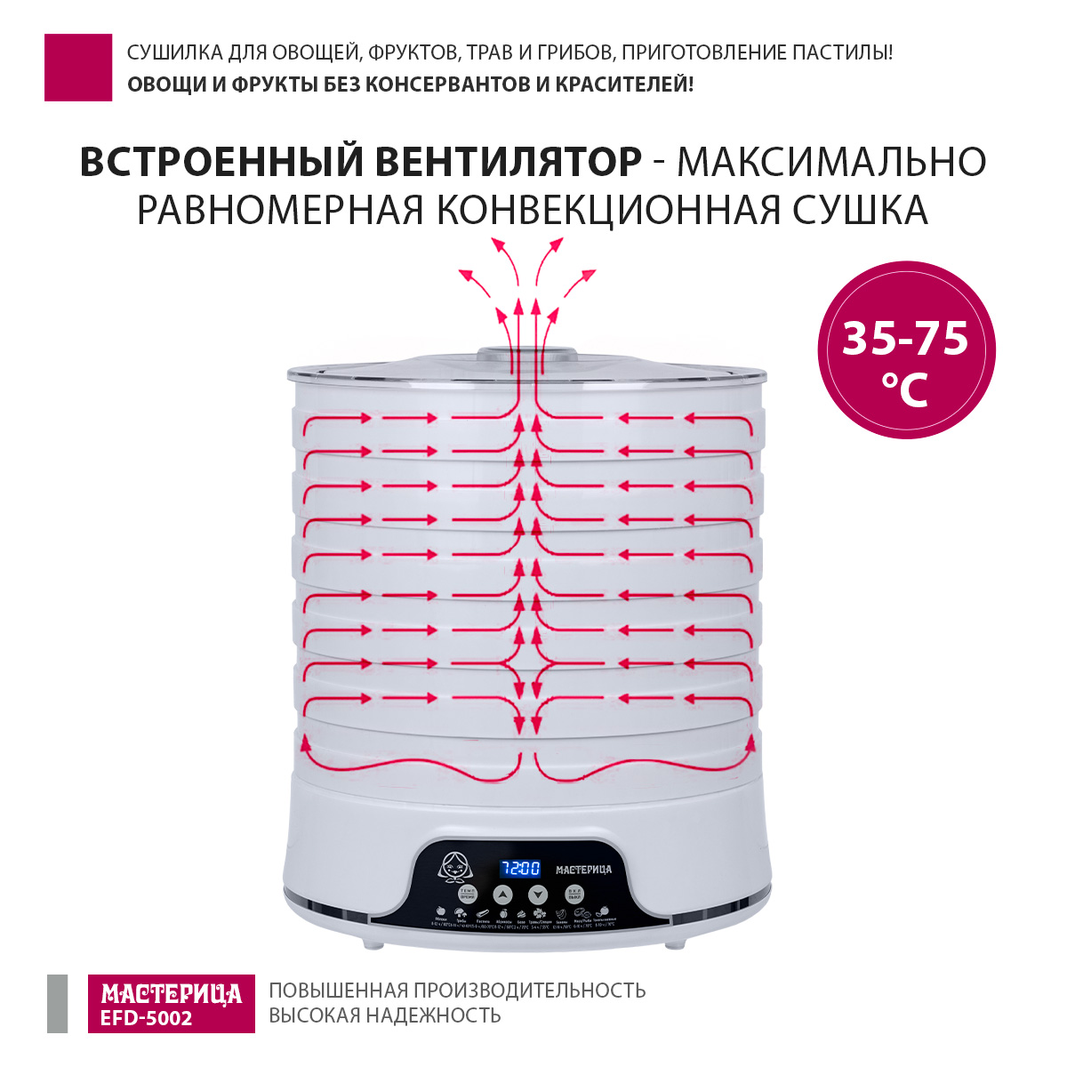 Сушилка для овощей и фруктов Мастерица EFD-5002 - фото 8