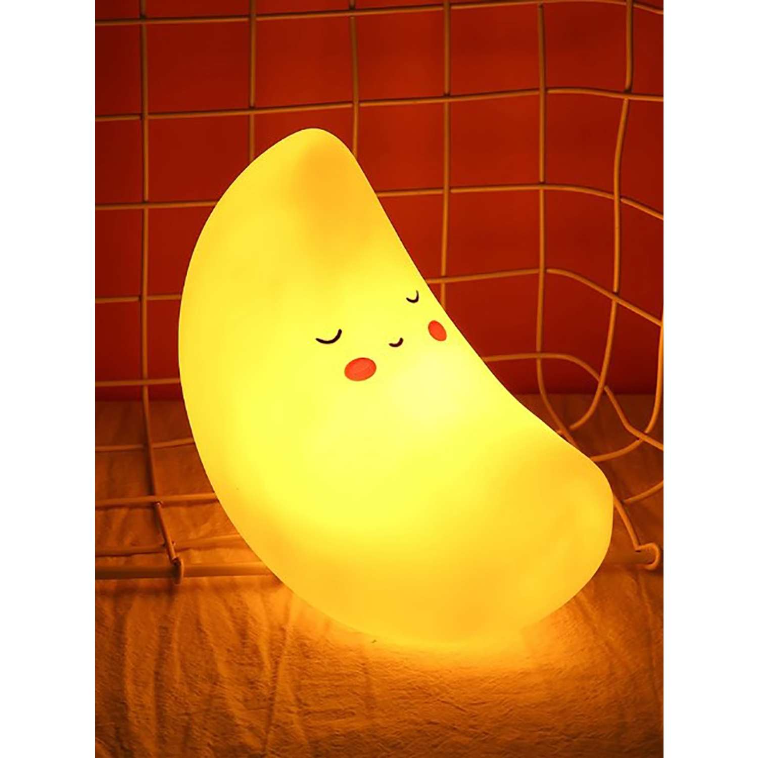 Лампа настольная светодиодная LATS ночник детский месяц желтый - фото 16