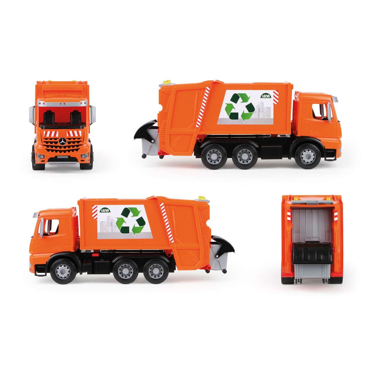 Мусоровоз LENA с контейнерами оранжевый 4614 - фото 3