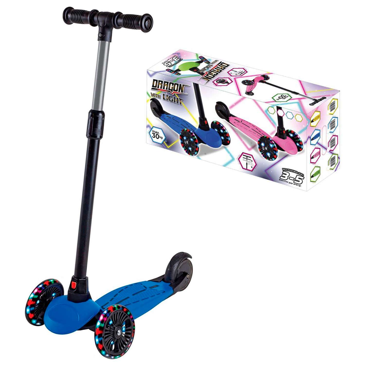Самокат Cool Wheels детский трехколесный со светящимися колесами - фото 1