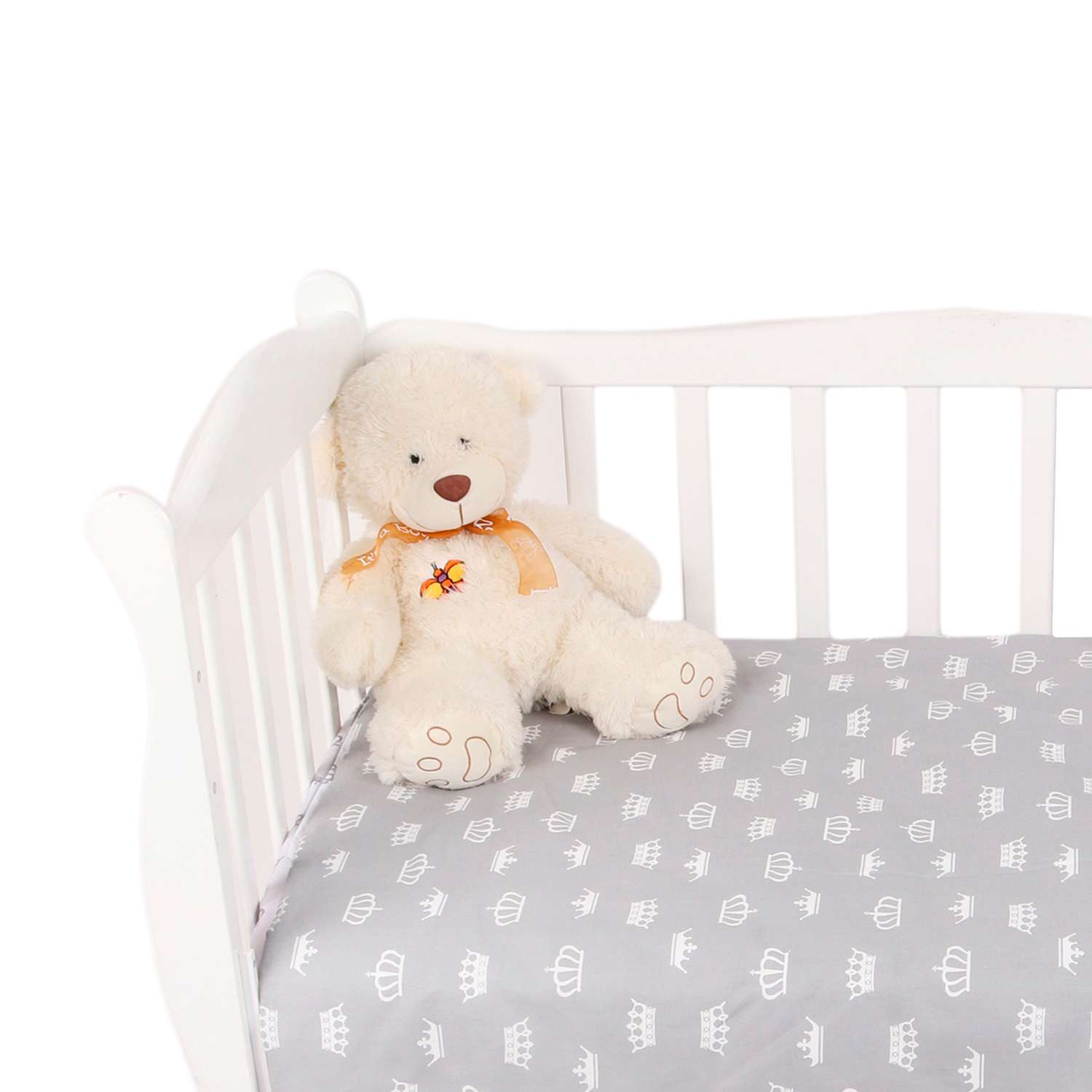 Комплект постельного белья Amarobaby Baby Boom Короны 3предмета Серый - фото 3