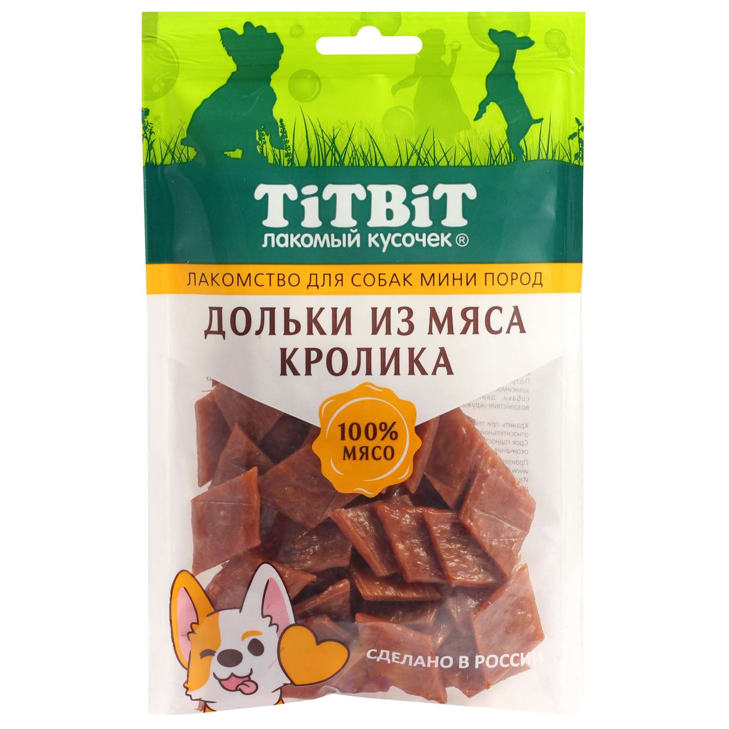 Лакомство для собак Tiibit 100г для мини пород дольки из мяса кролика - фото 1