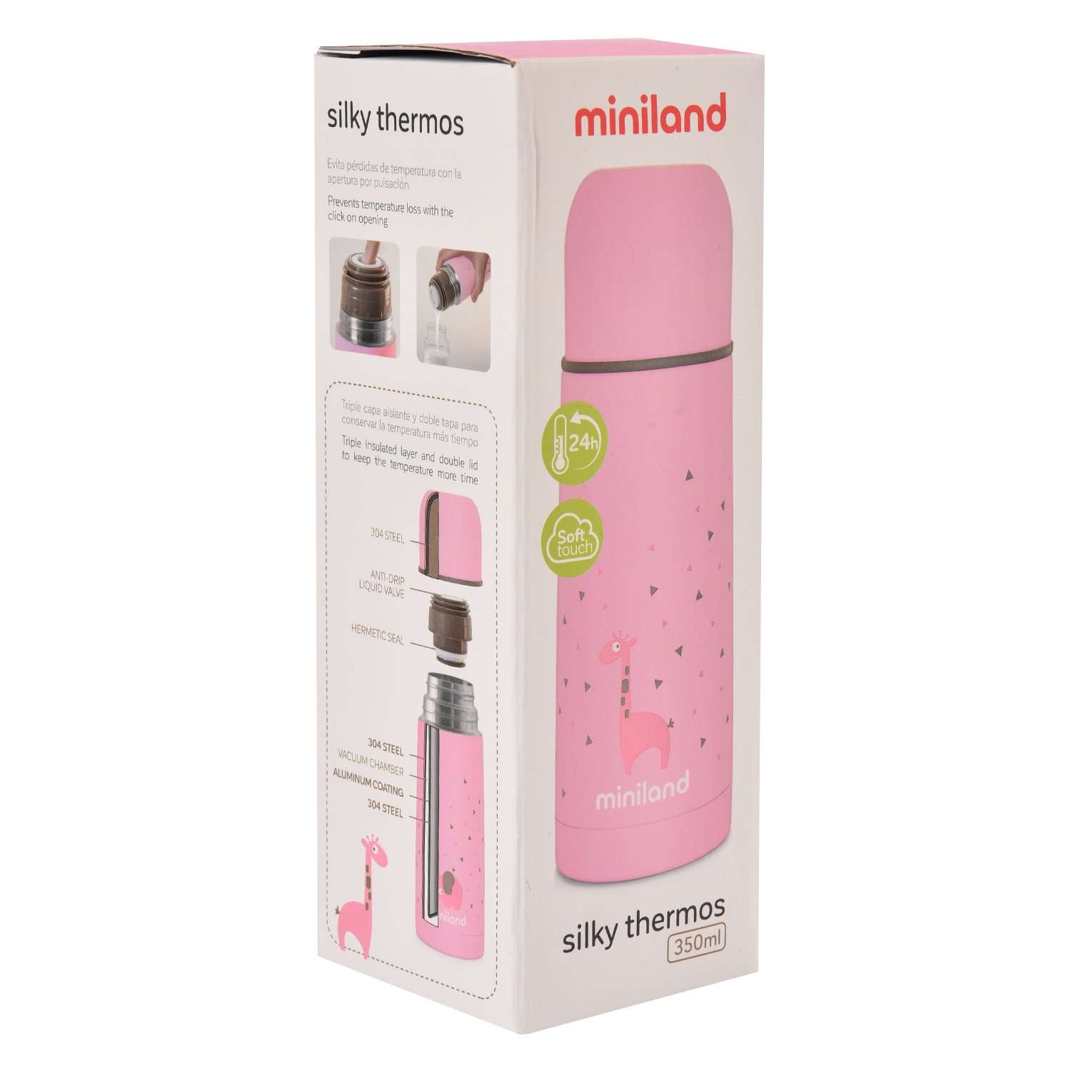 Термос Miniland для жидкостей Silky Thermos 350 мл розовый - фото 2