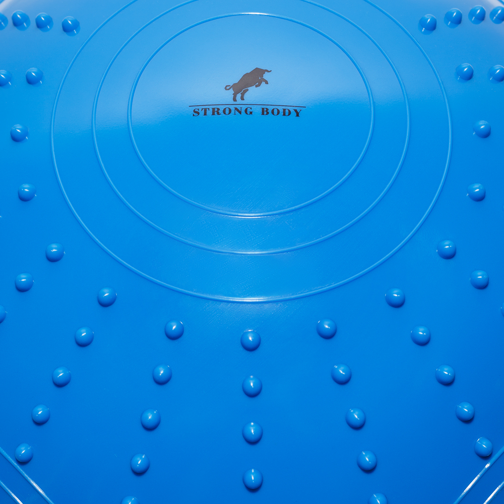 Балансировочная полусфера BOSU STRONG BODY в комплекте со съемными эспандерами синяя - фото 6