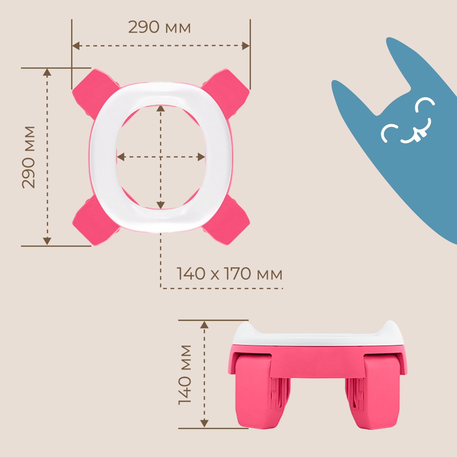 Горшок дорожный ROXY-KIDS складной с многоразовой вкладкой handy potty 3 в 1 цвет фуксия серый - фото 2