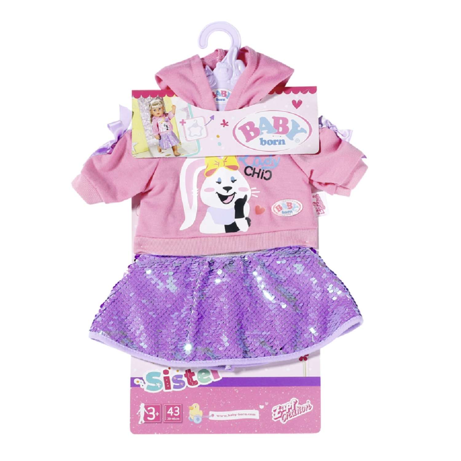 Игрушка Zapf Creation Модный наряд кофточка с юбочкой на куклу 43 см 828-182S - фото 1