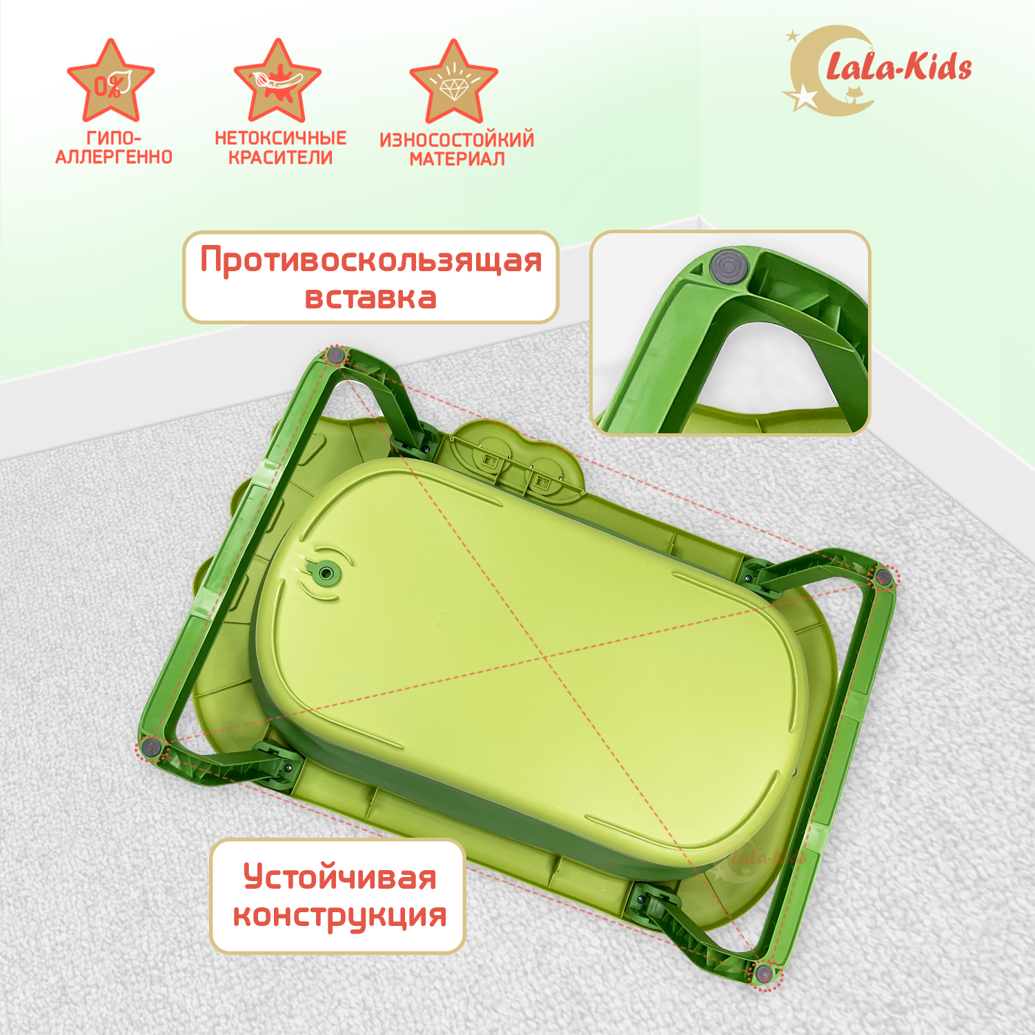 Детская складная ванночка LaLa-Kids для купания новорожденных Крокодил - фото 3