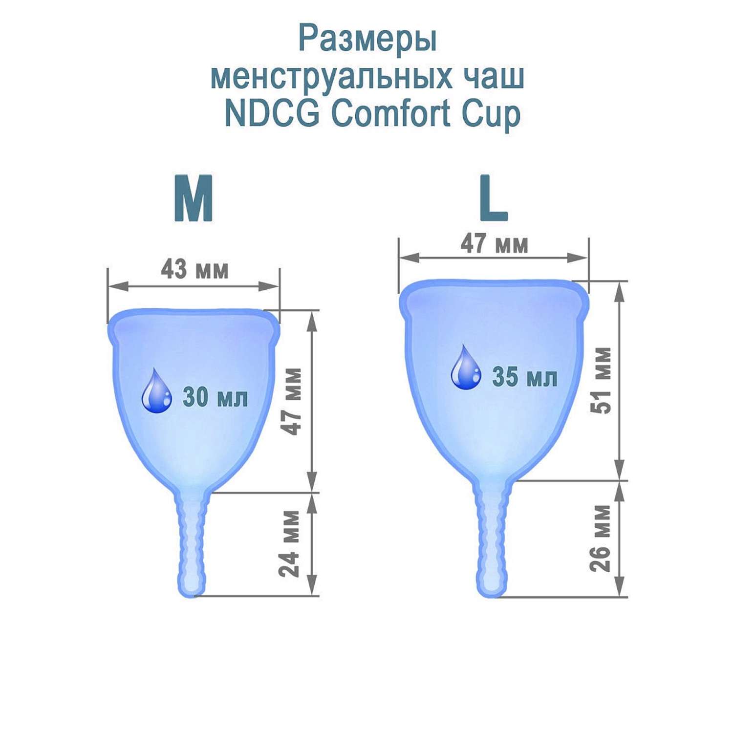 Менструальная чаша NDCG Comfort Cup 2 шт M Blue + L Pink - фото 4