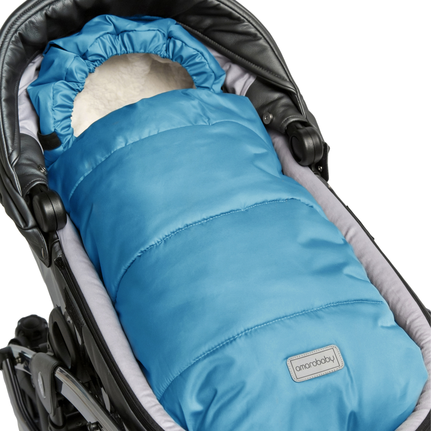 Конверт зимний меховой AmaroBaby Snowy Travel Голубой 105 см - фото 17