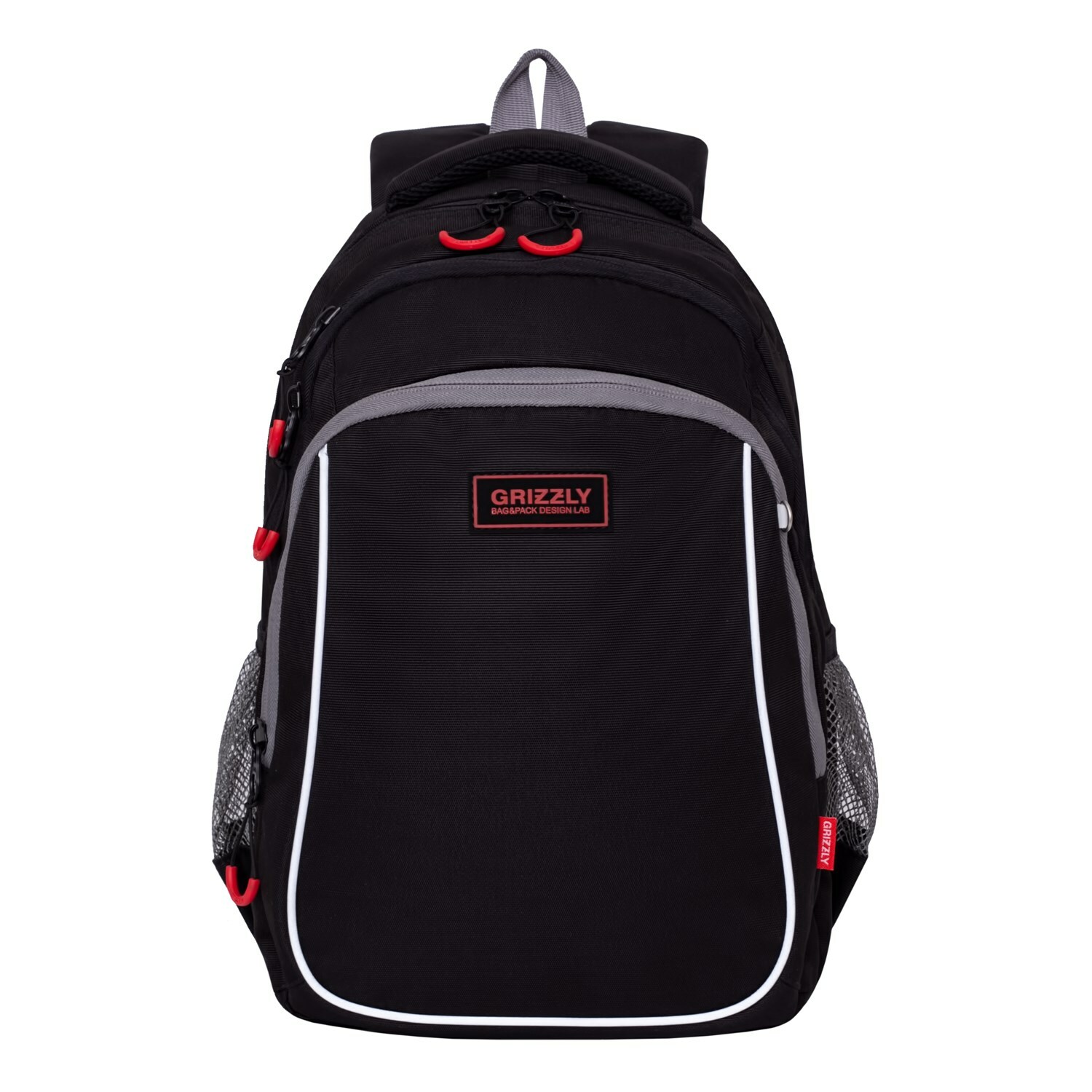 Рюкзак школьный Grizzly Строгий Черный-Красный RB-052-1/2 - фото 1