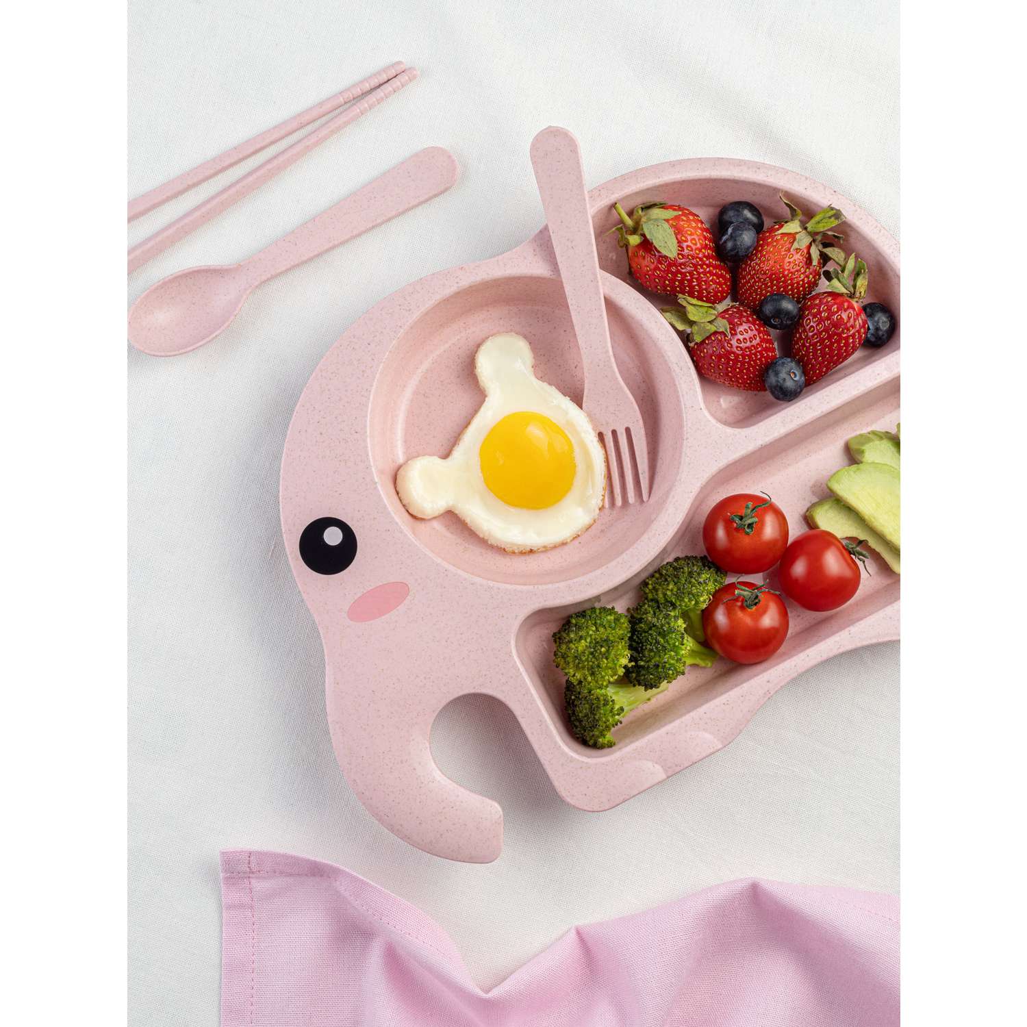 Набор детской посуды Добрый Филин Слоник розовый 4 предмета - фото 10