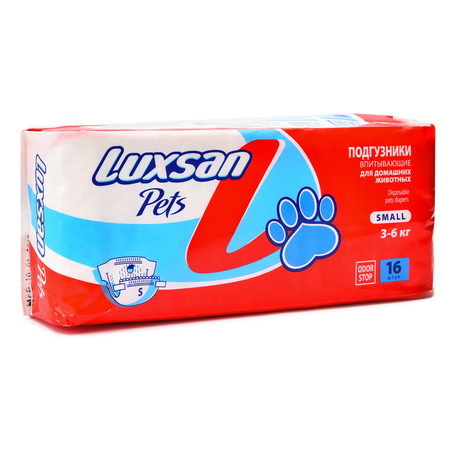 Подгузники для животных Luxsan Pets впитывающие S 3-6кг 16шт - фото 2